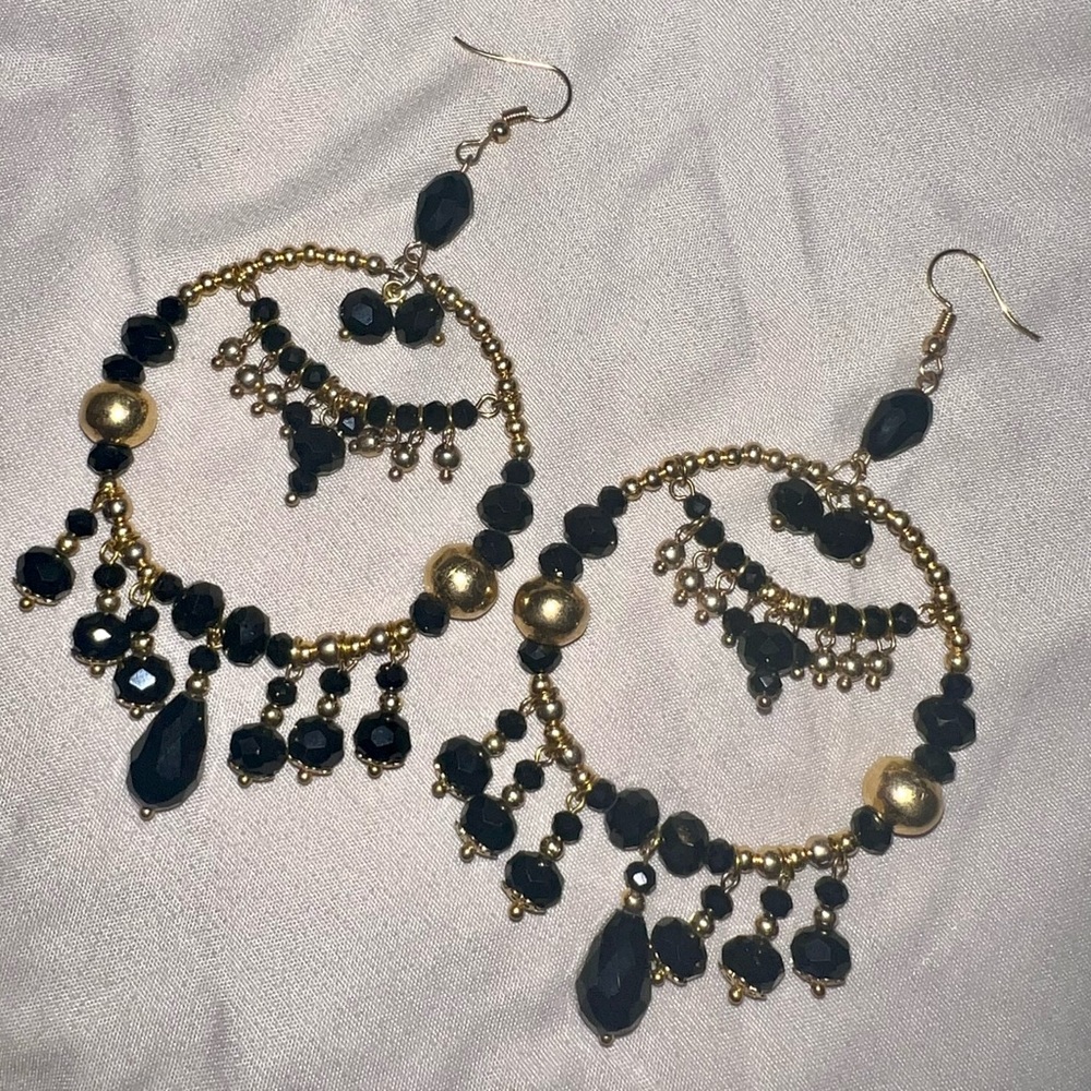 Small Dream Catcher Beaded Handcrafted Black Earrings